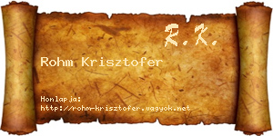 Rohm Krisztofer névjegykártya